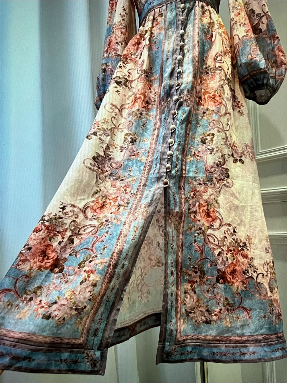 Zimmermann Cream, Blue and Rust Floral Maxi Dress - Picture 5 of 10